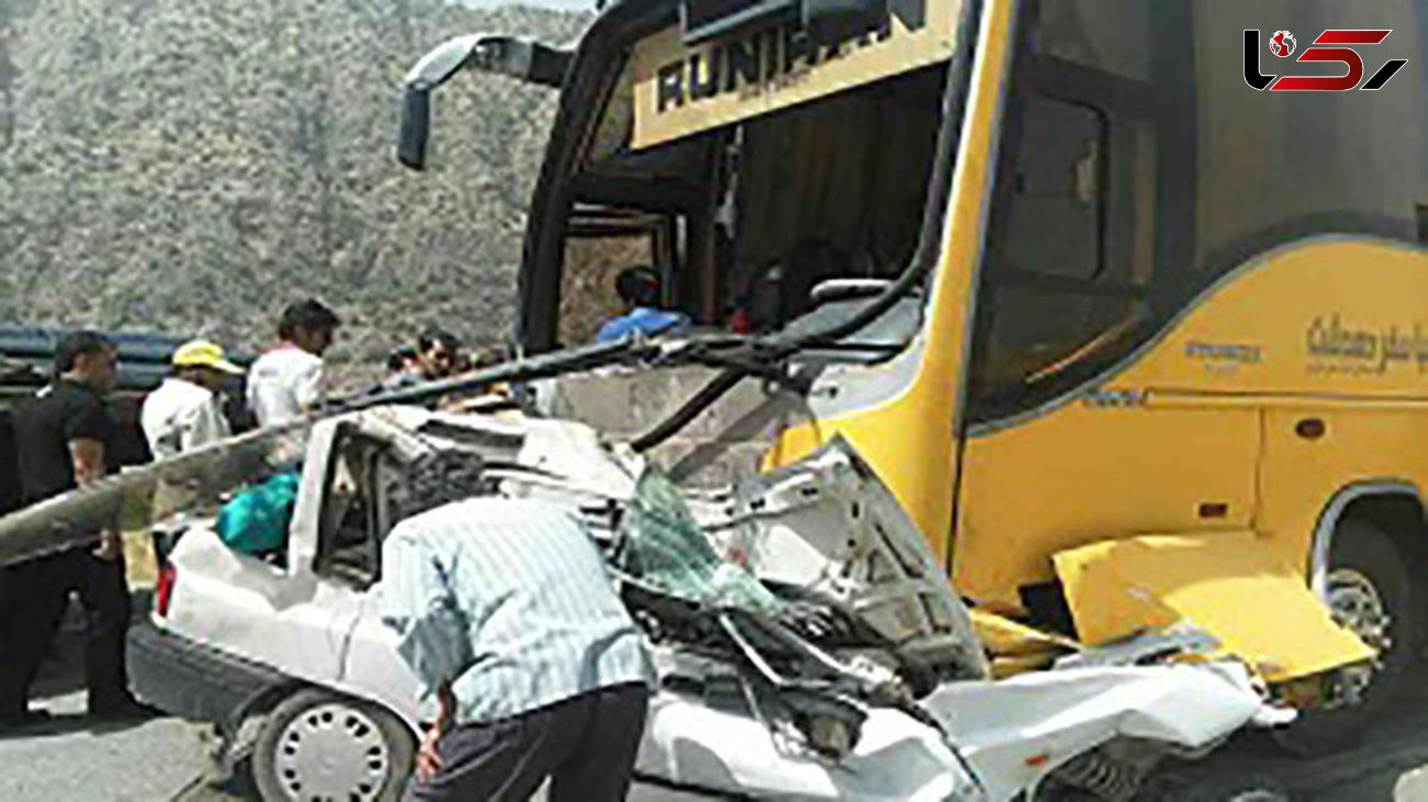 برخورد اتوبوس با خودرو سواری پراید/ 8 تن مجروح شدند 