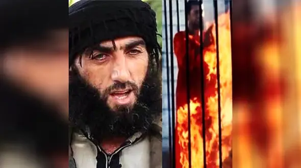 سرنوشت داعشی‌ای که خلبان اردنی را زنده زنده در قفس سوزاند +تصاویر حادثه