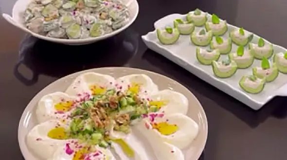 آموزش 3 مدل ماست و خیار متفاوت + فیلم