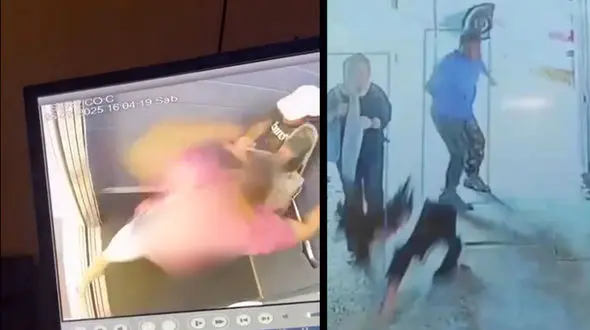 فیلم لحظه لگد محکم یک مرد به پشت کمر  دختر جوان در گچساران  / مرد مهاجم کیست ؟!