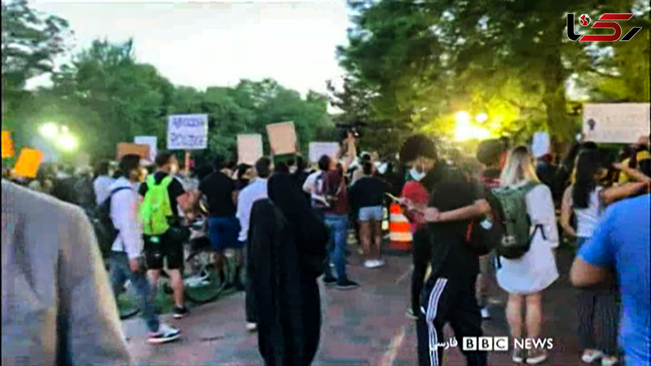 سوژه شدن زن چادری در اعتراضات مقابل کاخ سفید + فیلم