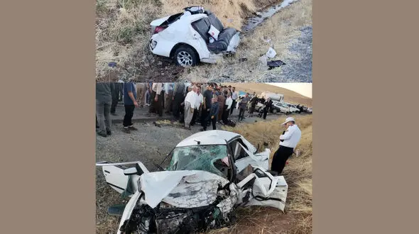 جزئیات و عکس جدید از نصف شدن خودروی دنا در تصادف مرگبار جاده پیرانشهر
