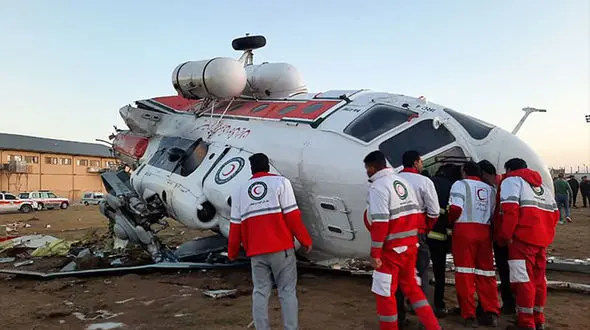 گمانه‌ ها از علل سقوط بالگرد در بافت / جعبه سیاه به تهران ارسال می‌شود