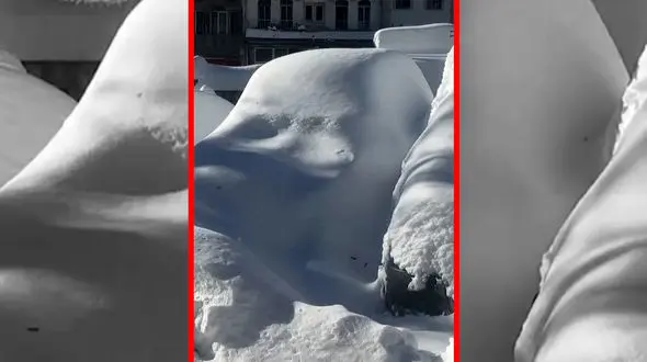 فیلم برف ۱.۵ متری در قسمطونی ترکیه و گرفتار شدن خودروها