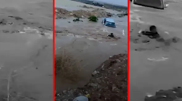 فیلم ناپدید شدن جوان فلسطینی در سیل