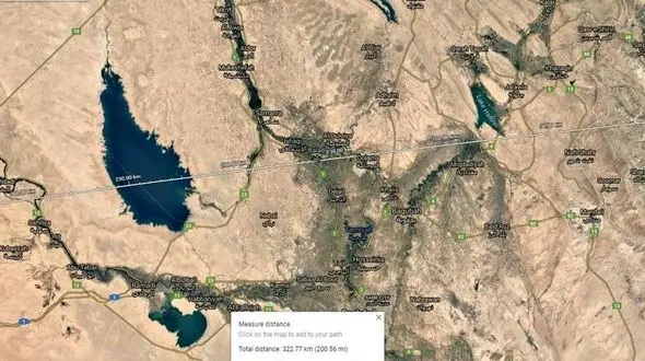 عکس هوایی از مسیر شلیک موشک سپاه تا پایگاه آمریکایی عین الاسد