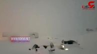 مدفون شدن خودروها در برف سنگین جاده سراوان به فومن + فیلم
