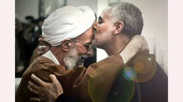 انتشار اولین عکس از مرحوم آیت‌الله مصباح یزدی و شهید حاج قاسم سلیمانی