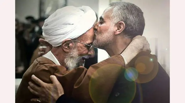 انتشار اولین عکس از مرحوم آیت‌الله مصباح یزدی و شهید حاج قاسم سلیمانی