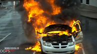 ترس و وحشت هنگام انفجار یک خودروی لوکس در آتش / زن و شوهر در حال فیلم برداری بودند+فیلم