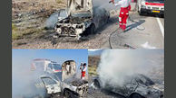 آتش سوزی پژو پارس در جاده + عکس