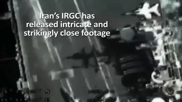 فیلم / تصاویر پهپاد ایران بر فراز ناو آبراهام لینکلن  امریکا / خط و نشان ایران به امریکا با این فیلم