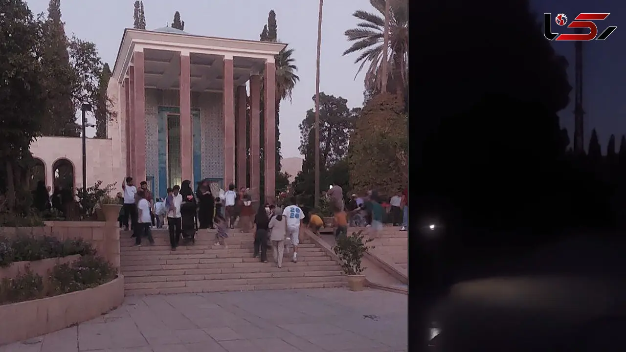 قطعی برق آرامگاه سعدی؛ بازدید گردشگران با نور موبایل + فیلم