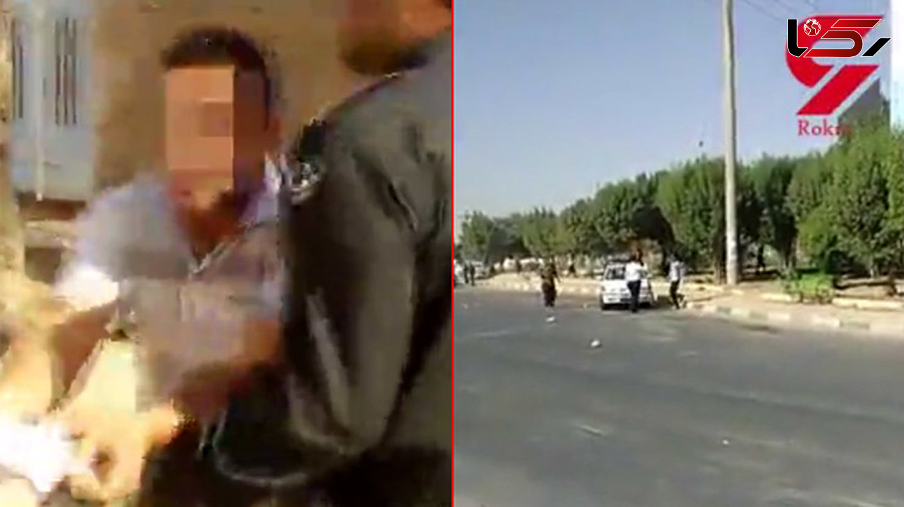فیلم لحظه حمله زشت 15 راننده تریلی به مأمور پلیس آبادان / فیلم عملیات دستگیری راننده های تریلی در مخفیگاه شان