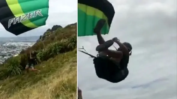 سقوط هولناک چترباز بر اثر طوفان + فیلم