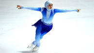 قهرمانی مریم امینی با حجاب کامل در مسابقات رقص روی یخ روسیه + فیلم رقص