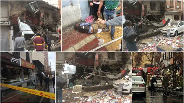  خارج کردن یک زن از زیر آوار سوپرمارکت منفجر شده در میرداماد + تصاویر