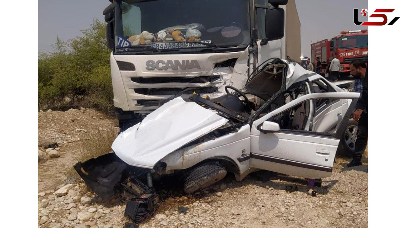 مرگ راننده پژو پارس در تصادف تریلی در فارس