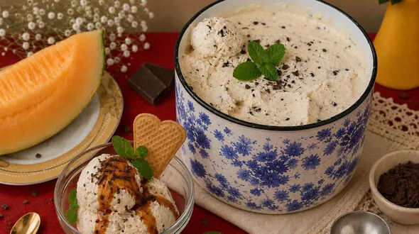 بستنی طالبی با روکش شکلات؛ خنک و ترد و فوق‌ العاده خوشمزه!