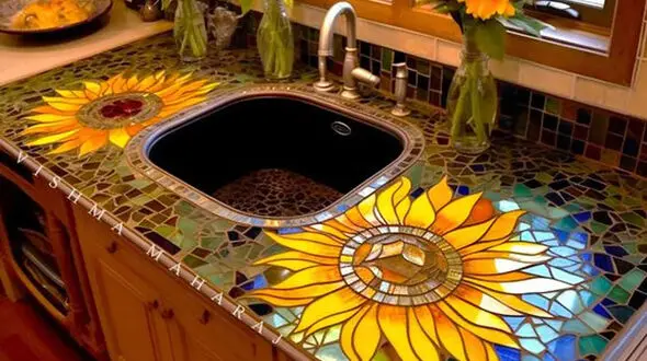 سینک آشپزخانه در طرح های گلدار و رنگی + عکس