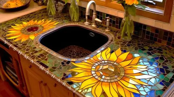 سینک آشپزخانه در طرح های گلدار و رنگی + عکس