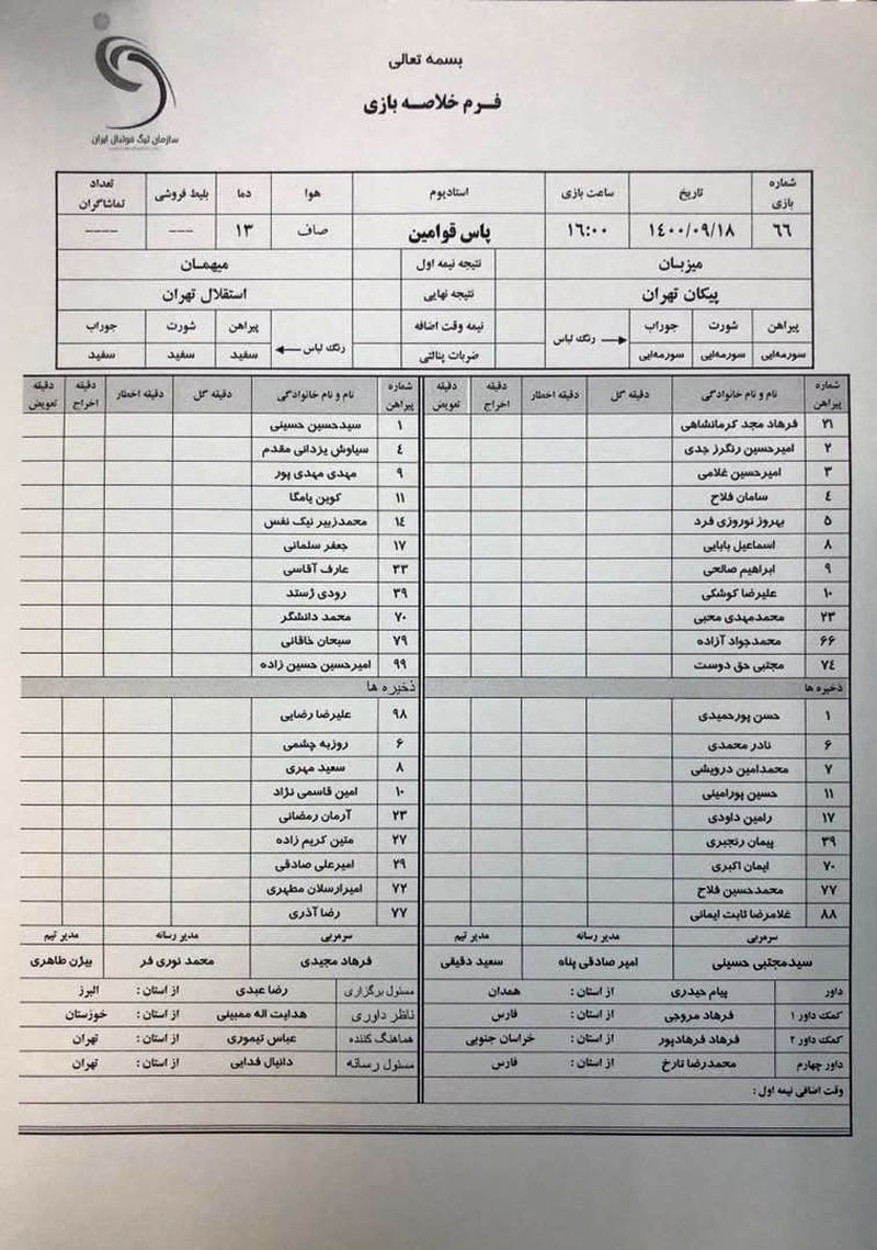 لیست بازی