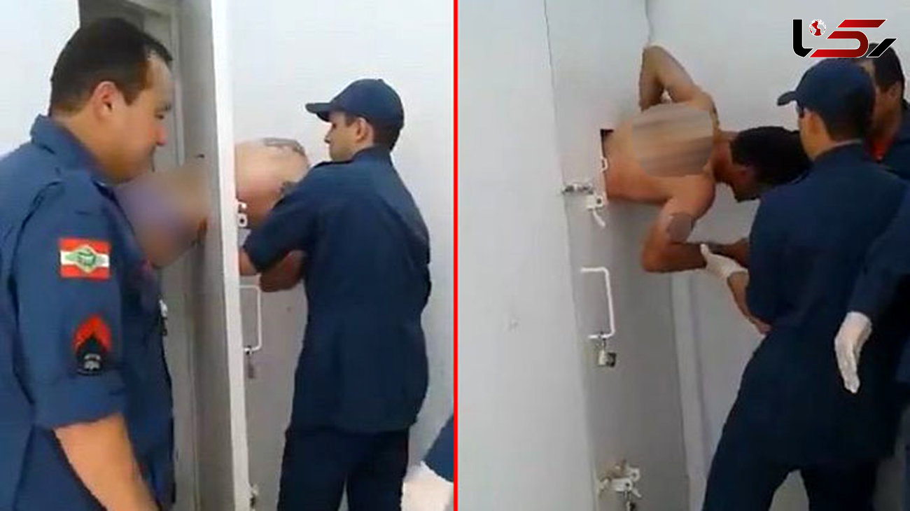 گیر کردن دزد بدشانس هنگام فرار در دریچه تنگ بازداشتگاه +عکس