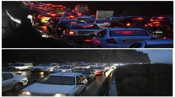 ترافیک سنگین شبانه در جاده های شمال 