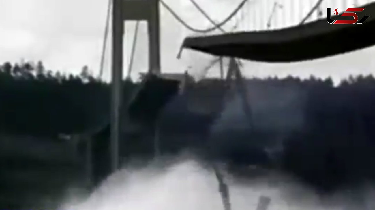 صحنه فروریختن  پل واشینگتن به خاطر باد شدید  + فیلم