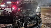 آتش سوزی فجیع پژو 206 در بزرگراه آزادگان + عکس