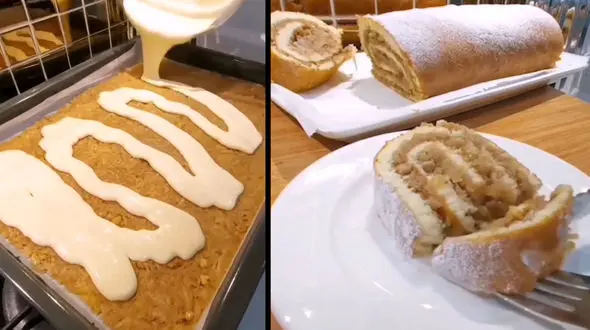 طرز تهیه کیک رولتی سیب + فیلم