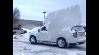 ببینید / مدفون شدن ماشین‌های غول پیکر زیر برف در آمریکا + فیلم