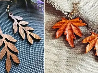 زیباترین گوشواره‌ های چوبی طرح برگ برای استایل دخترانه خاص