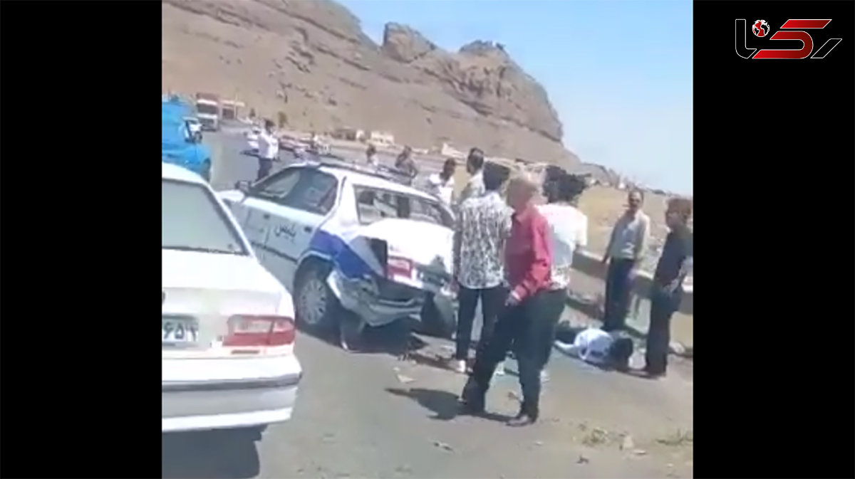 ببینید/ فیلم تصادف سنگین و عجیب 2 خودروی پلیس راهور در جاده / مصدومیت شدید پلیس