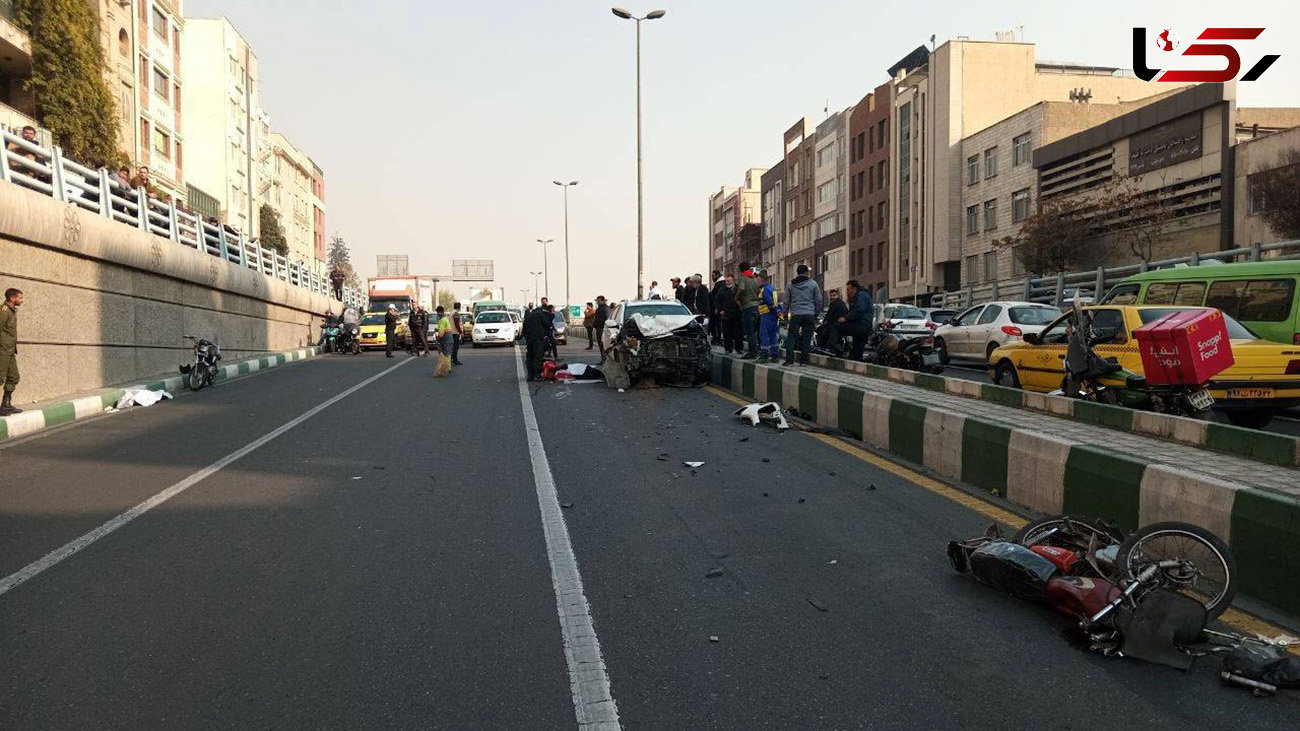 تلخ ترین  تصادف در تهران / مرگ آنی دلارام 9 ساله و پدرش جلوی چشمان دختر 7 ساله + عکس