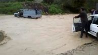 طغیان رودخانه راه ارتباطی 2 روستای میاندورود را مسدود کرد + فیلم