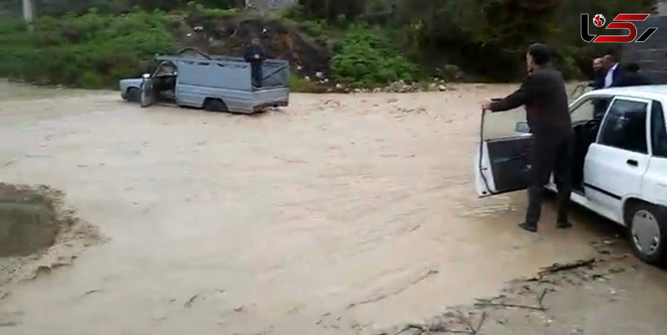 طغیان رودخانه راه ارتباطی 2 روستای میاندورود را مسدود کرد + فیلم