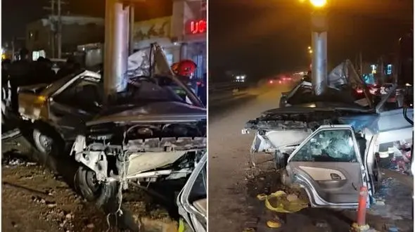 برخورد مرگبار پژو با تابلو راهنمایی!/ سه کشته و مصدوم داشت! 