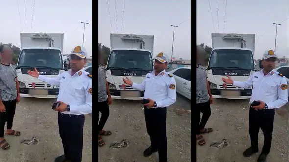 توقیف کامیون پر خطر در جاده بندرعباس + فیلم توقیف