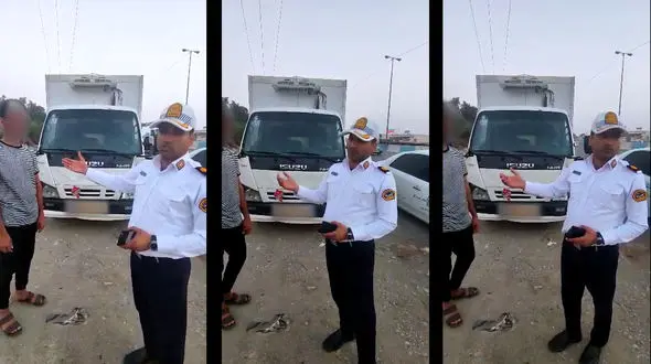 توقیف کامیون پر خطر در جاده بندرعباس + فیلم توقیف