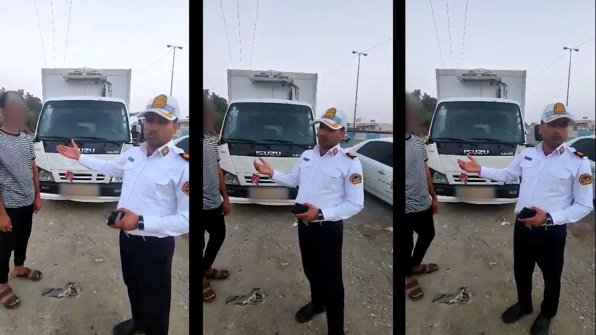 توقیف کامیون پر خطر در جاده بندرعباس توقیف