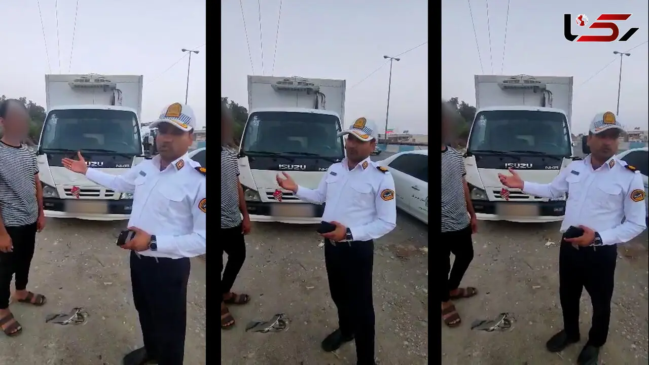 توقیف کامیون پر خطر در جاده بندرعباس + فیلم توقیف