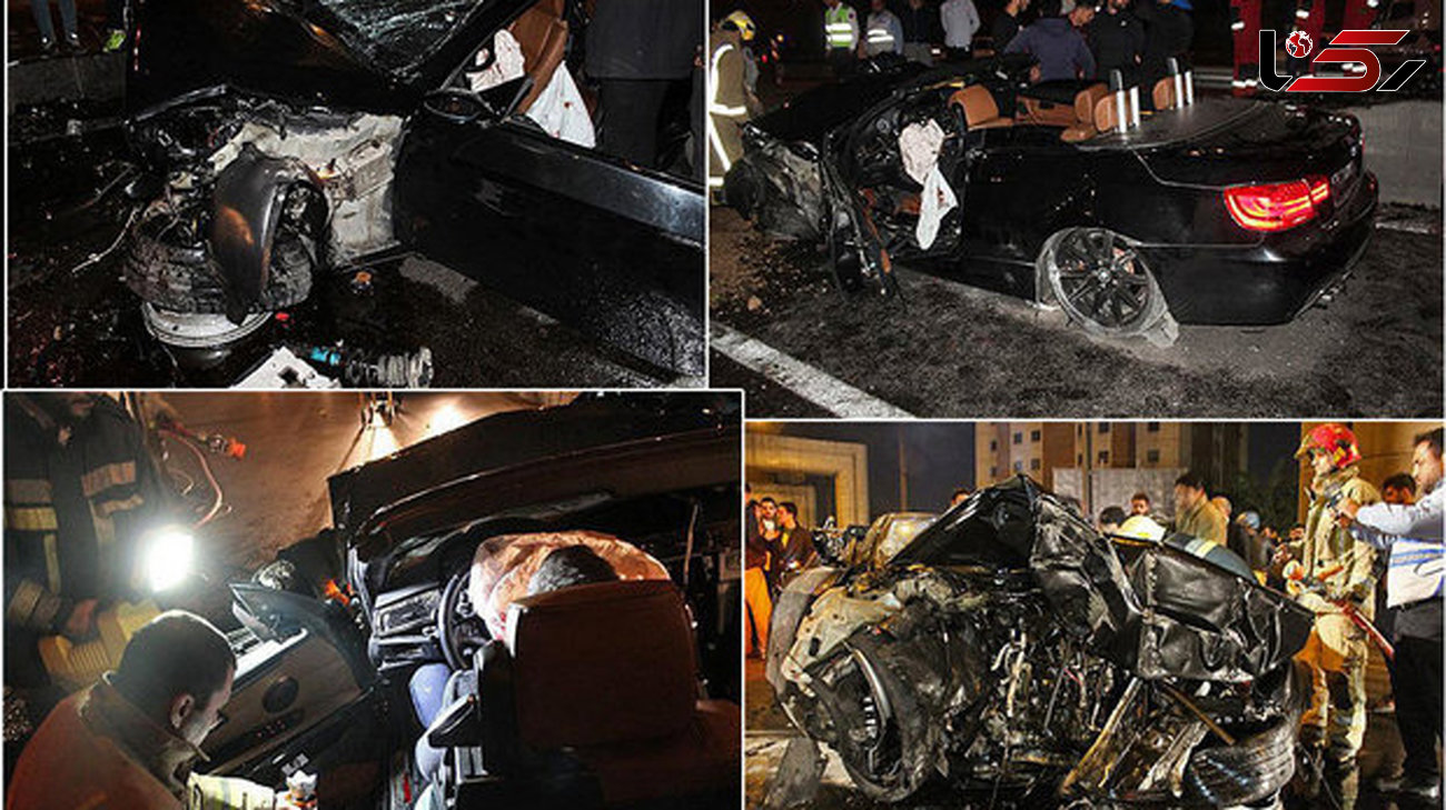 بی ام و (BMW ) ، در تصادف با پل صدر به آهن پاره تبدیل شد+عکس