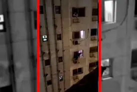 فیلم سرقت ناکام در مصر / فرار دیدنی سارق از برج