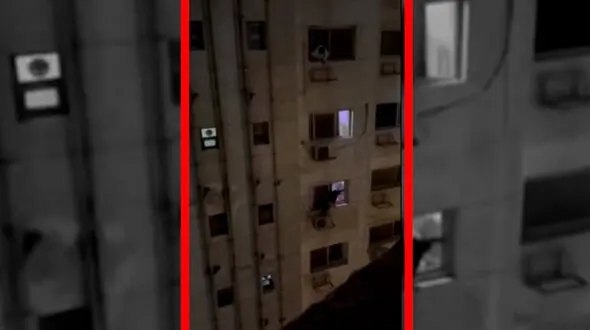 فیلم سرقت ناکام در مصر / فرار دیدنی سارق از برج