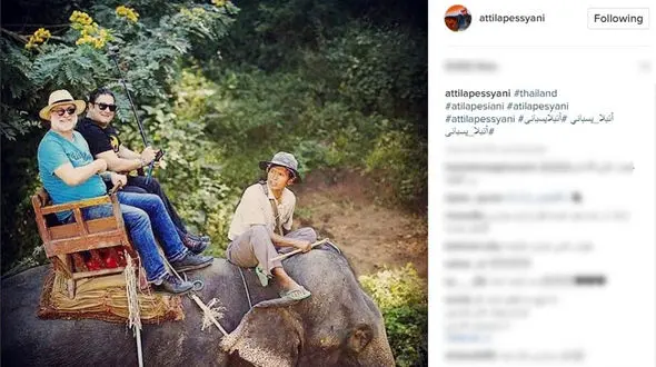 بازیگر معروف در حال فیل سواری