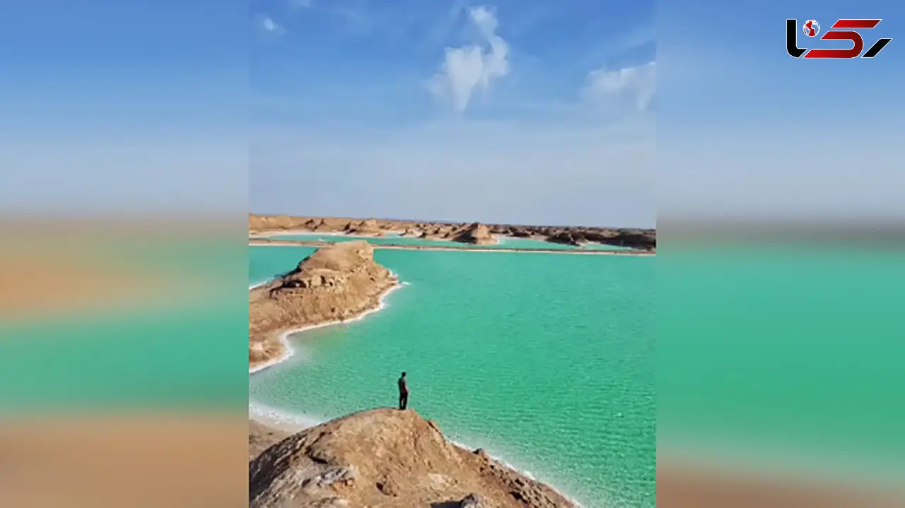 خلق دریاچه‌ نمکی بعد از سیلاب در کرمان + فیلم