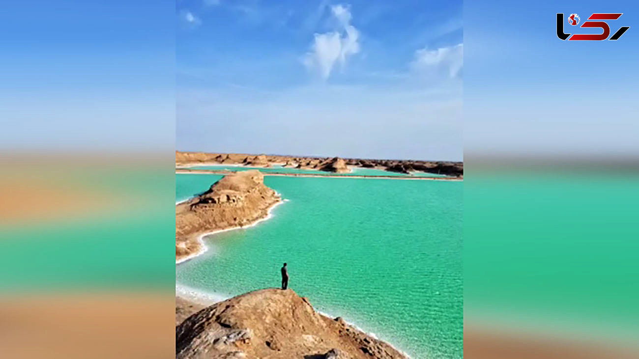 خلق دریاچه‌ نمکی بعد از سیلاب در کرمان + فیلم