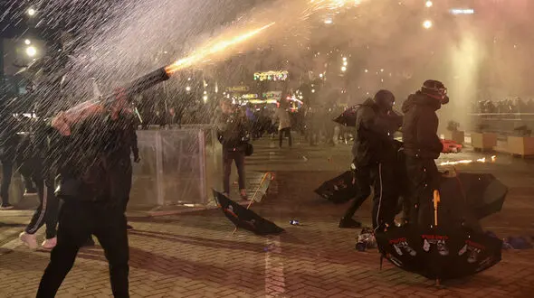 Video of security forces clashing with protesters in Tirana