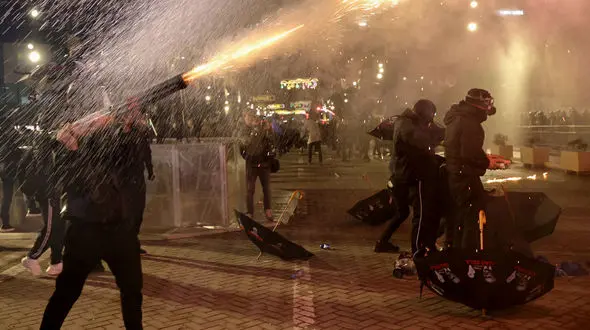 Video of security forces clashing with protesters in Tirana